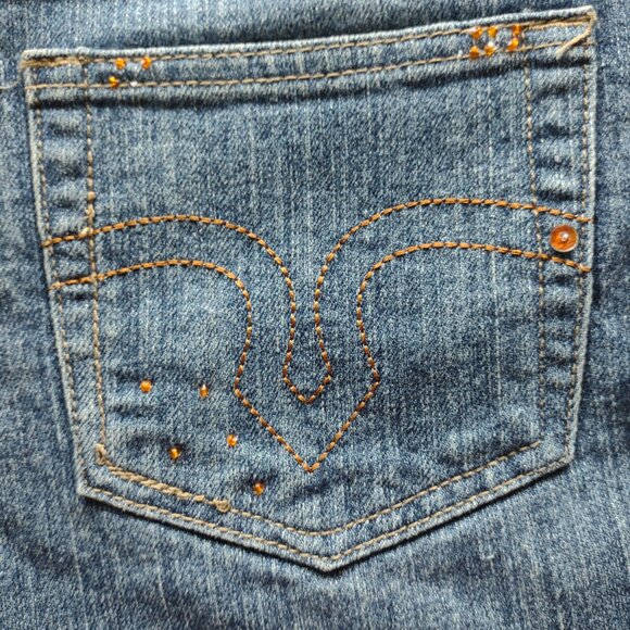 Denim Mini Skirt with Orange Beading Size 11 by Neeso Premium Jeans - Picture 7 of 7